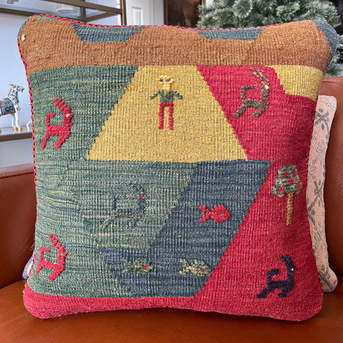 PERSIAN GABBEH KILIM RUG PILLOW 18x18 (PIL.200)