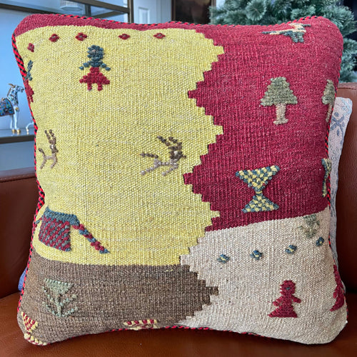 PERSIAN GABBEH KILIM RUG PILLOW 18x18 (PIL.201)