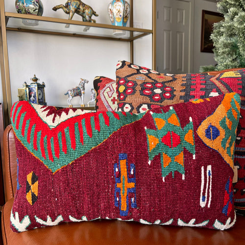 1950 TURKISH KILIM PILLOW 12x18 (PIL.1147)