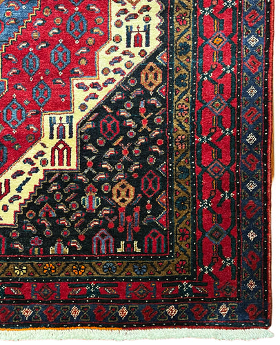 1950 PERSIAN SENAH RUG 4’ 5” x 5’ 5” (MED.FEA.71)