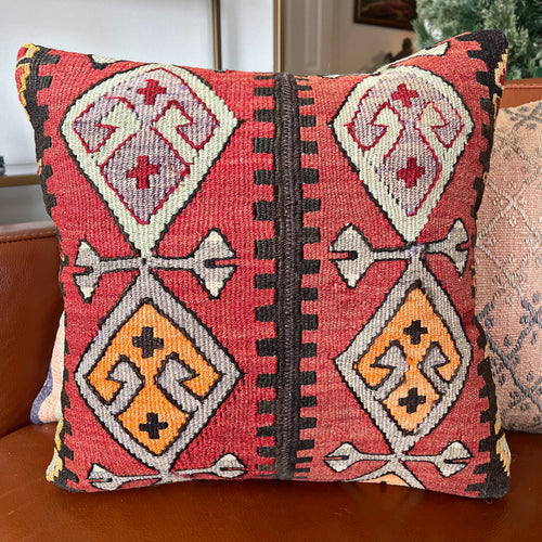 VINTAGE ANATOLIAN KILIM RUG PILLOW 16x16 (PIL.1217)