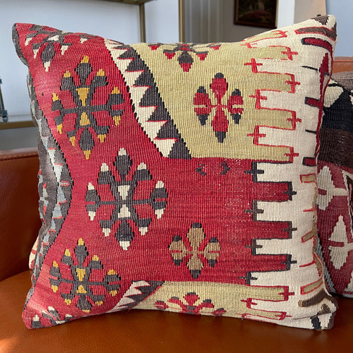 VINTAGE ANATOLIAN KILIM RUG PILLOW 16x16 (PIL.1202)