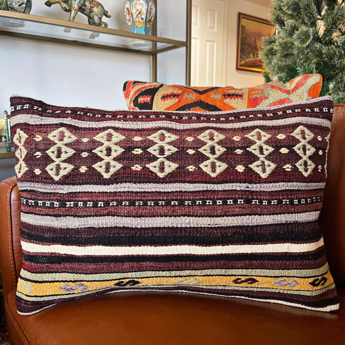 1950 TURKISH ANATOLIAN KILIM RUG PILLOW 16x24 (PIL.1224)