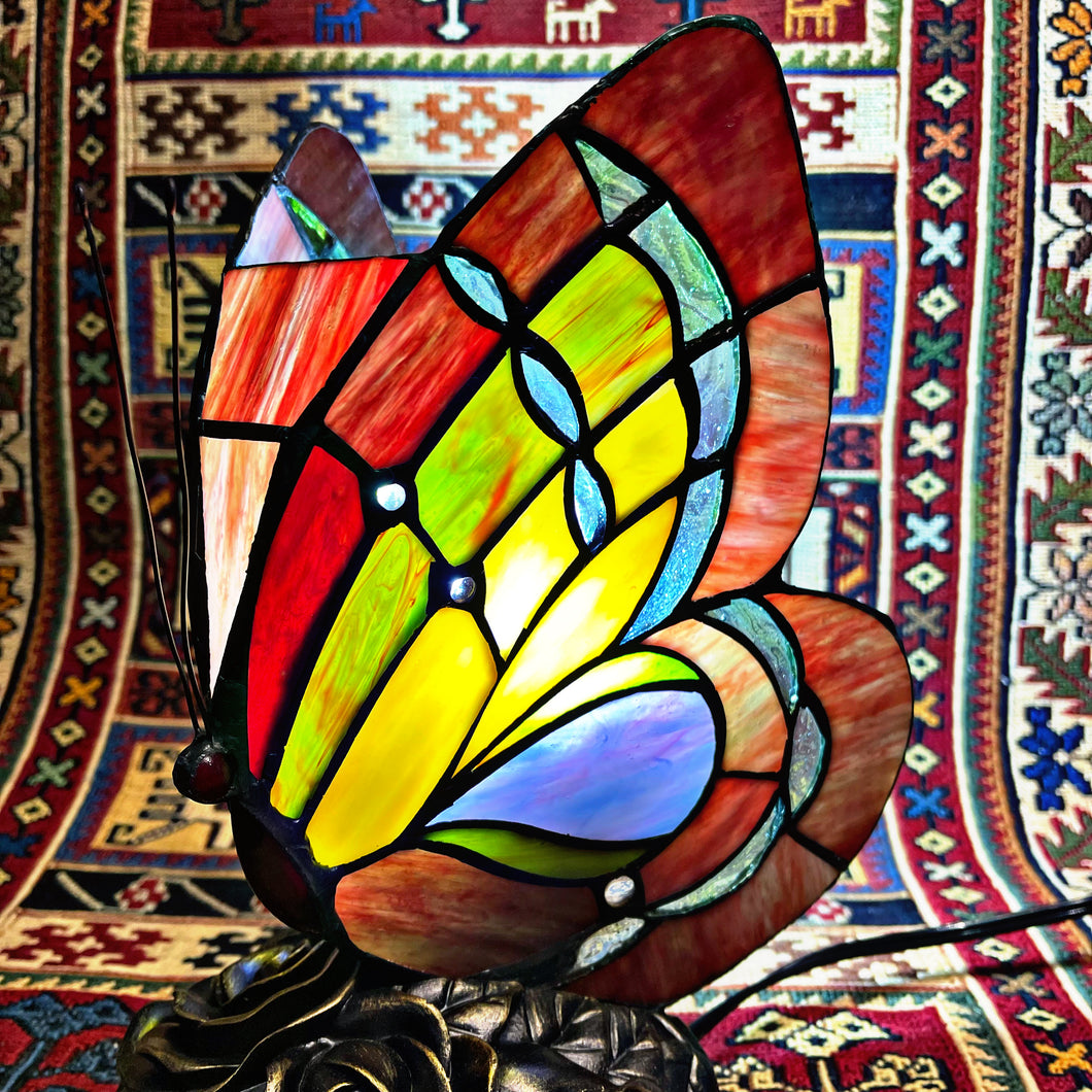 Handmade Tiffany Style Stained Glass Butterfly Table Lamp Night Light (LGHT181)