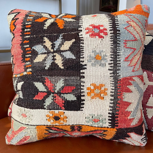 1950 TURKISH ANATOLIAN KILIM RUG PILLOW 16x16 (PIL.1195)
