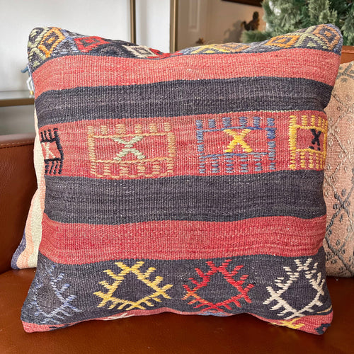 VINTAGE ANATOLIAN KILIM RUG PILLOW 16x16 (PIL.1216)