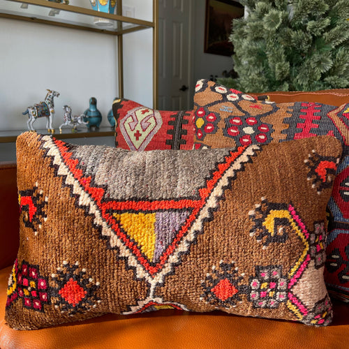 1950 TURKISH ANATOLIAN RUG PILLOW 12x18 (PIL.1139)