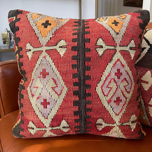 VINTAGE ANATOLIAN KILIM RUG PILLOW 16x16 (PIL.1193)