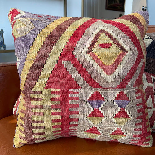 VINTAGE ANATOLIAN KILIM RUG PILLOW 16x16 (PIL.1196)
