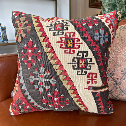 VINTAGE ANATOLIAN KILIM RUG PILLOW 16x16 (PIL.1205)