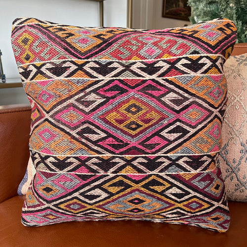 VINTAGE ANATOLIAN KILIM RUG PILLOW 16x16 (PIL.1215)