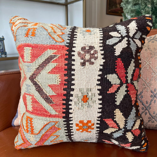 VINTAGE ANATOLIAN KILIM RUG PILLOW 16x16 (PIL.1203)
