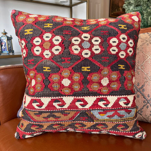 VINTAGE ANATOLIAN KILIM RUG PILLOW 16x16 (PIL.1206)