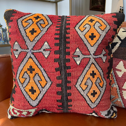 VINTAGE ANATOLIAN KILIM RUG PILLOW 16x16 (PIL.1201)