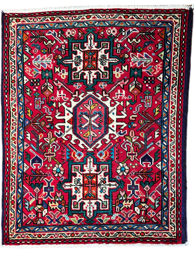 1950 PERSIAN KARAJA RUG 2’ 3” x 2’ 9” (SMA.5211)