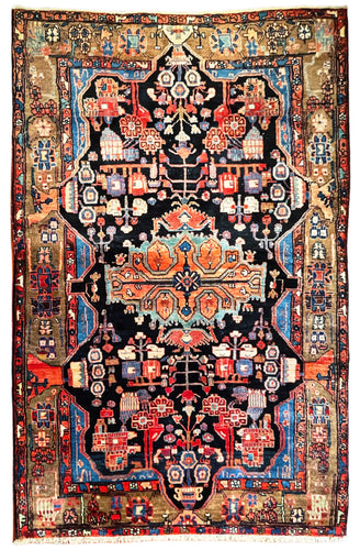 1950 PERSIAN NAHAVAND RUG 5’ x 8’ (MED.FEA.180)