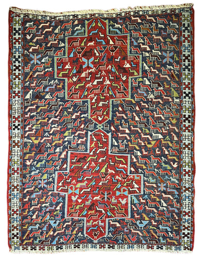 1930 CAUCASIAN SHAHSAVAN RUG 3’ 8” x 4’ 5” (MED.8125)