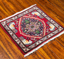 1950 PERSIAN SHIRAZ RUG 1’ 10” x 1’ 9” (SMA.63)