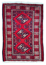 1950 PERSIAN TURKOMAN RUG 2’ x 2’ 10” (SMA.1479)