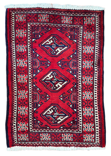 1950 PERSIAN TURKOMAN RUG 2’ x 2’ 10” (SMA.1479)