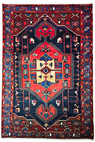 1950 PERSIAN ZANJAN RUG 4’ 3” x 6’ 3” (MED.FEA.78)