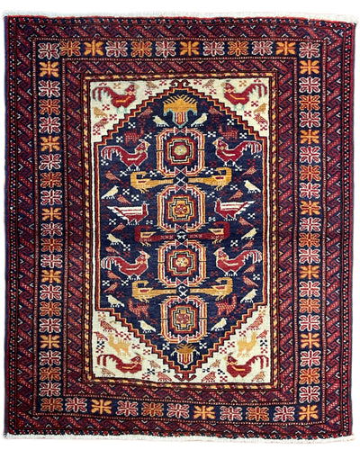 1970 PERSIAN QASEMABAD RUG 2’ 5” x 2’ 11” (SMA.FEA.5212)