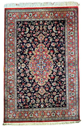 1970 PERSIAN QOM SILK RUG 3’ 3” x 5’ (MED.FEA.200)