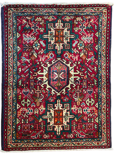 1950 PERSIAN KARAJA RUG 2’ 1” x 2’ 10” (SMA.FEA.5204)