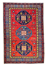 1930 CAUCASIAN SHIRVAN RUG 4’ 4” x 6’ 7” (MED.FEA.275)