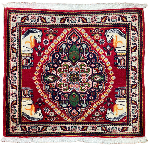 1950 PERSIAN SHIRAZ RUG 1’ 10” x 1’ 9” (SMA.63)