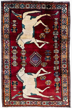 1960 SHIRAZ RUG 4’ 3” x 6’ 6” (MED.FEA.130)