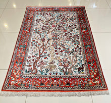 1970 SILK QOM RUG 3’ 4” x 5’ (MED.FEA.500)