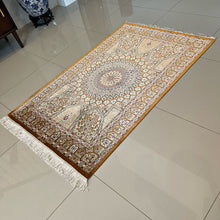 1970 SILK QOM RUG 3’ 2” x 5’ (MED.FEA.1000)