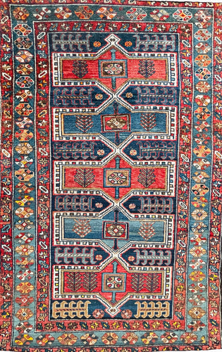 1930 SHAHSAVAN RUG 3’ 10” x 6’ 1” (MED/FEA#7216)