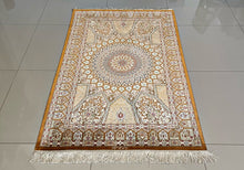 1970 SILK QOM RUG 3’ 2” x 5’ (MED.FEA.1000)